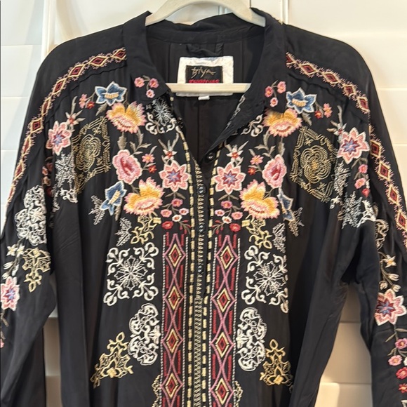 Johnny Was Black Tunic with Multicolor Embroidery - Picture 2 of 10